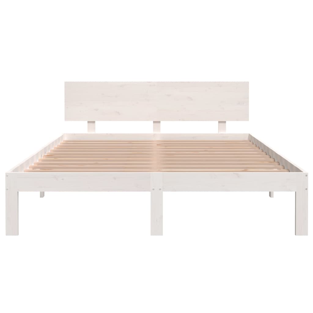 sengeramme 140x200 cm massivt fyrretræ hvid