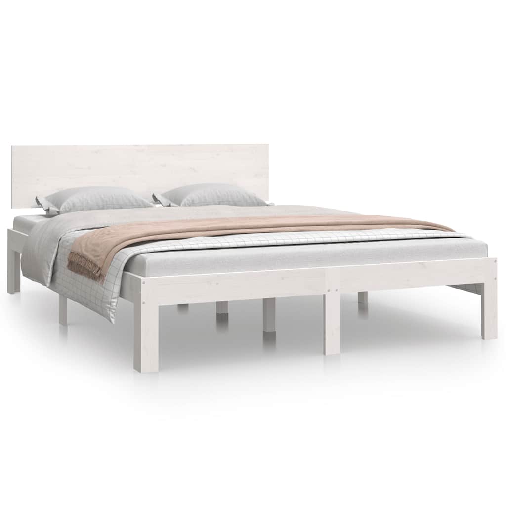 sengeramme 150x200 cm King Size massivt fyrretræ hvid