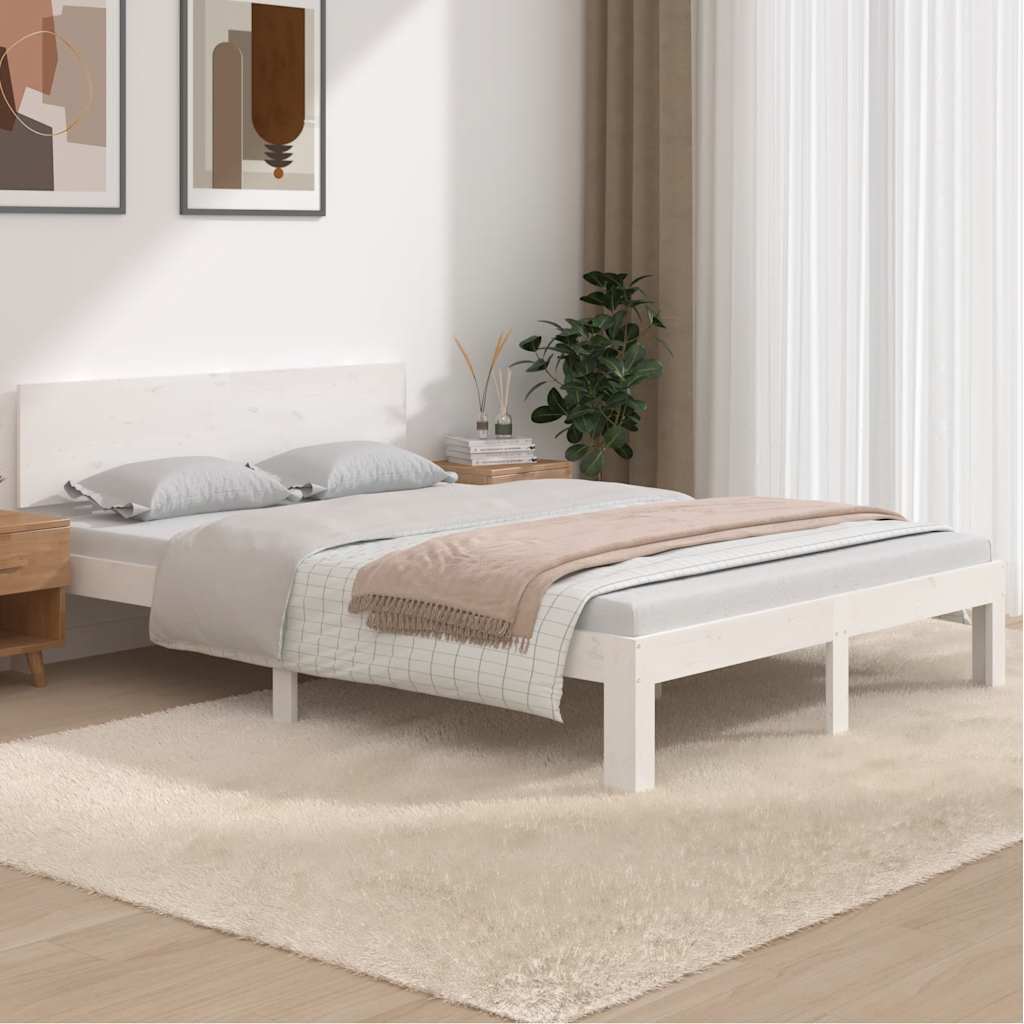 sengeramme 150x200 cm King Size massivt fyrretræ hvid