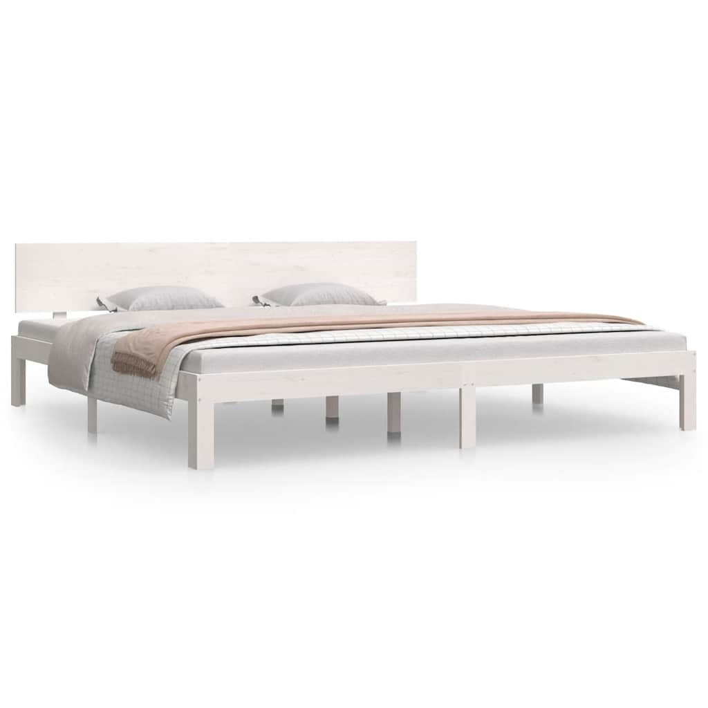 sengeramme 200x200 cm massivt fyrretræ hvid