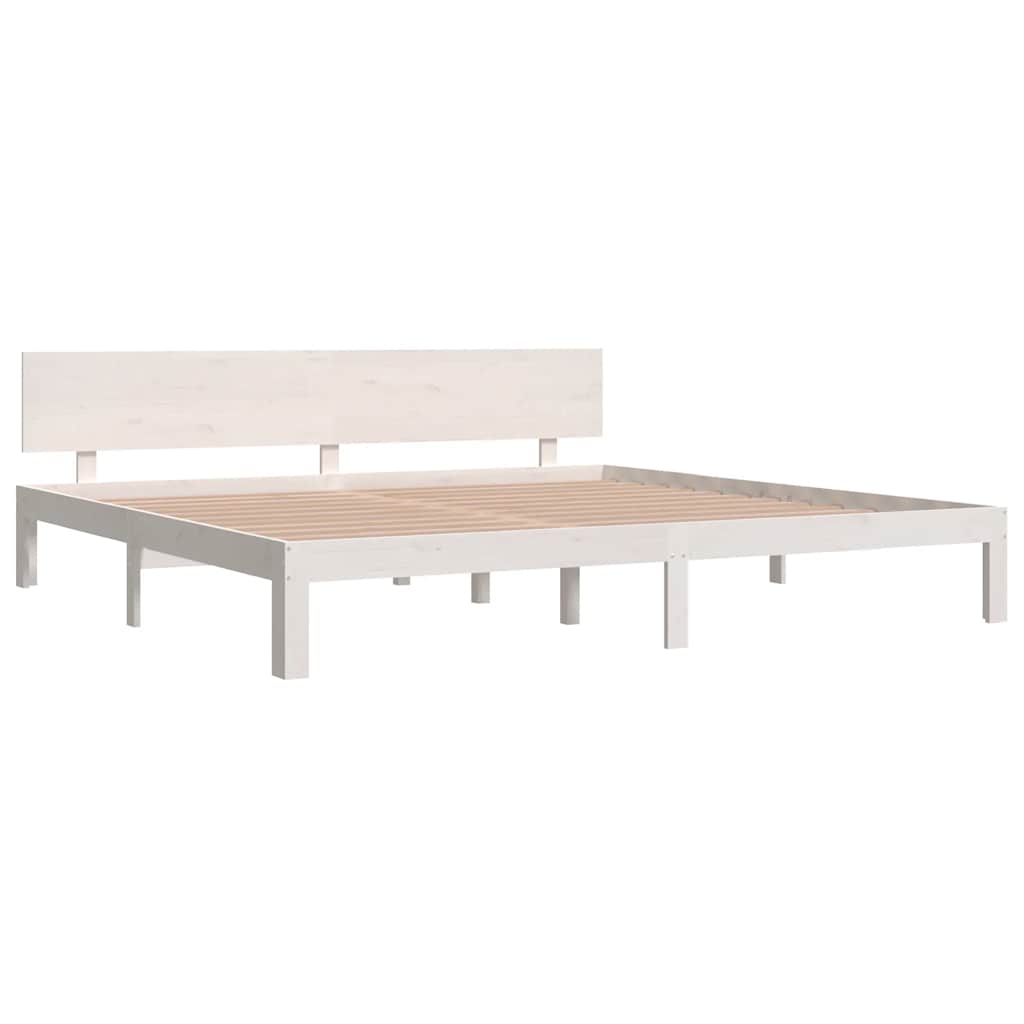 sengeramme 200x200 cm massivt fyrretræ hvid