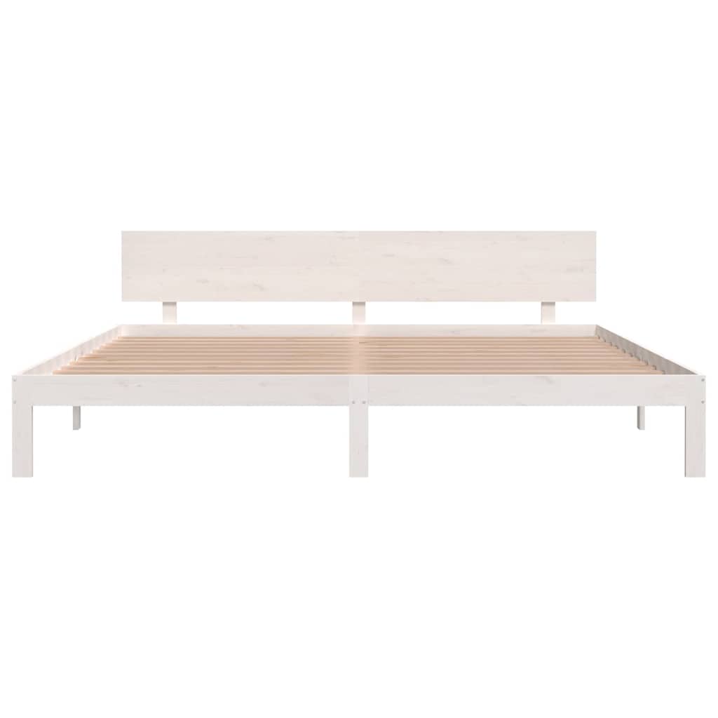 sengeramme 200x200 cm massivt fyrretræ hvid