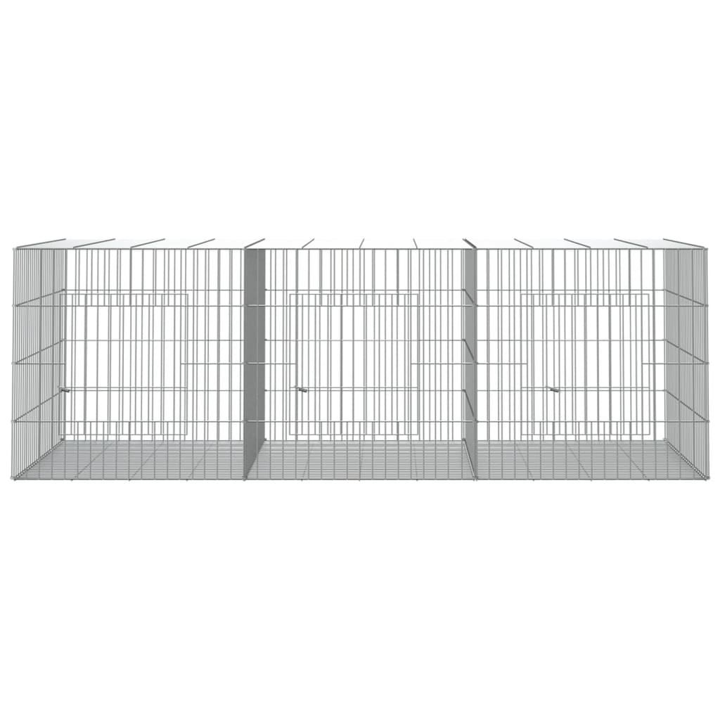 3-panels kaninbur 163x79x54 cm galvaniseret jern