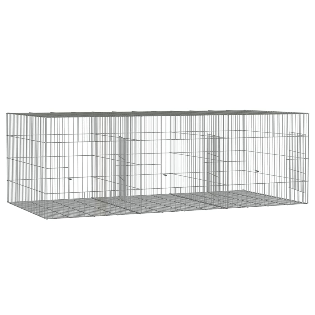 3-panels kaninbur 163x79x54 cm galvaniseret jern