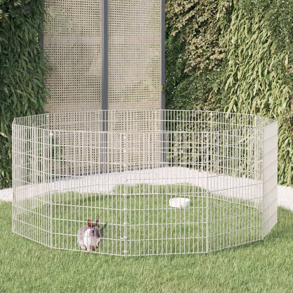 kæledyrsindhegning 54x80 cm 12 paneler galvaniseret jern