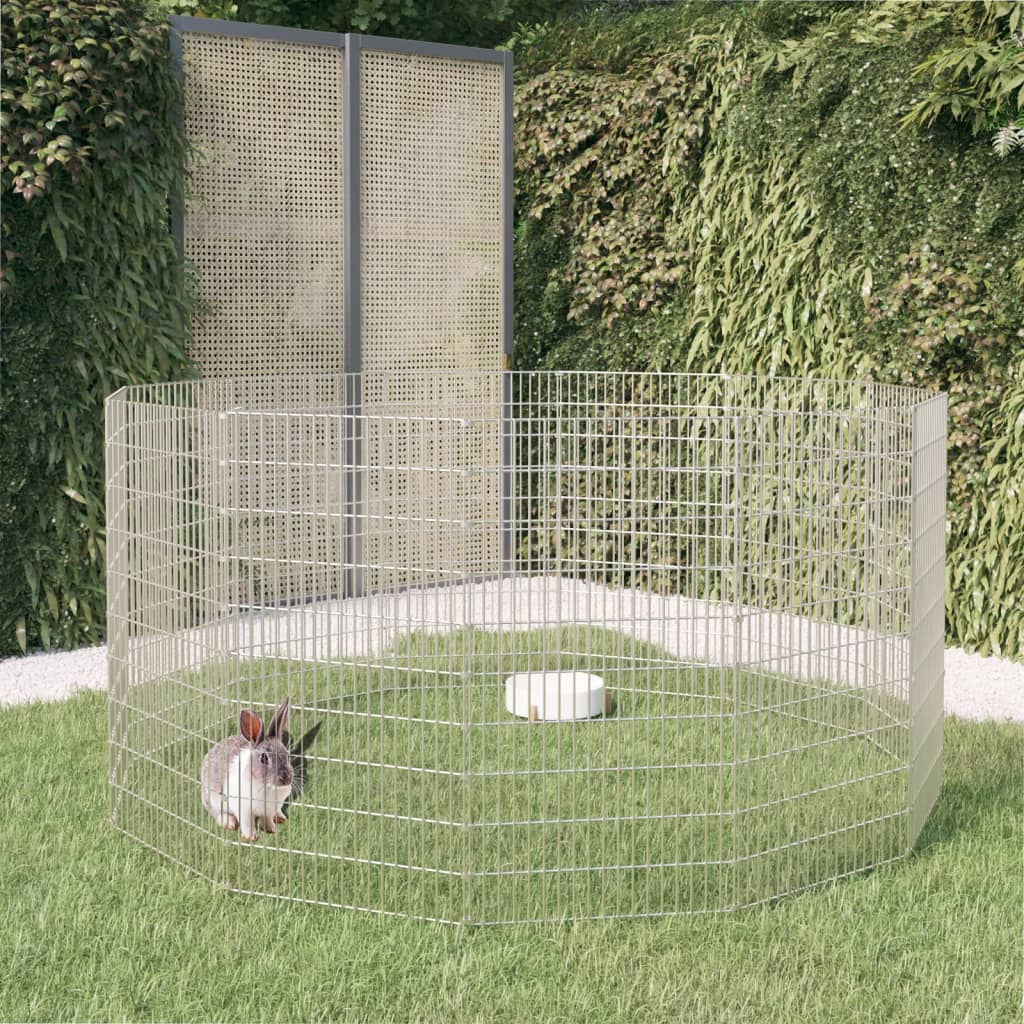 indhegning til fritgående dyr med 12 paneler, 54x100 cm, galvaniseret jern
