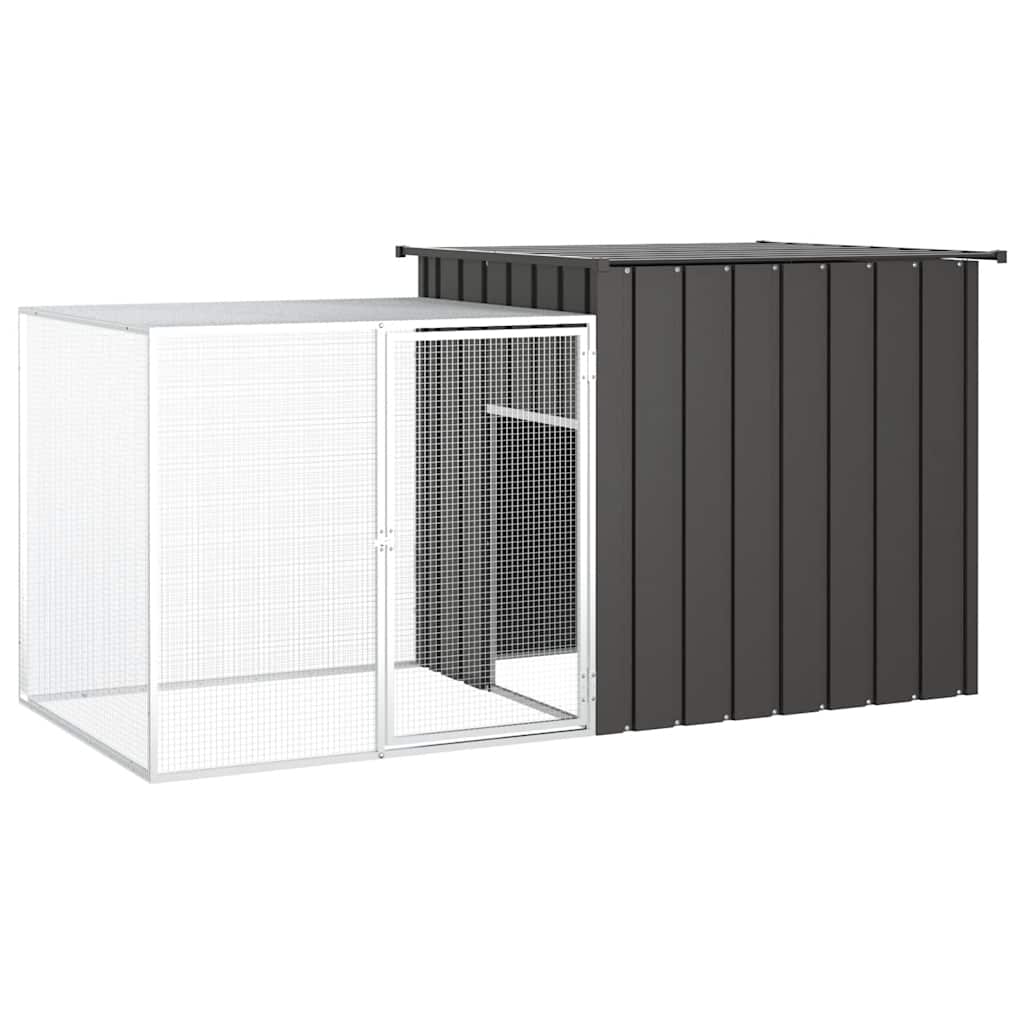 hønsehus 200x91x100 cm galvaniseret stål antracitgrå