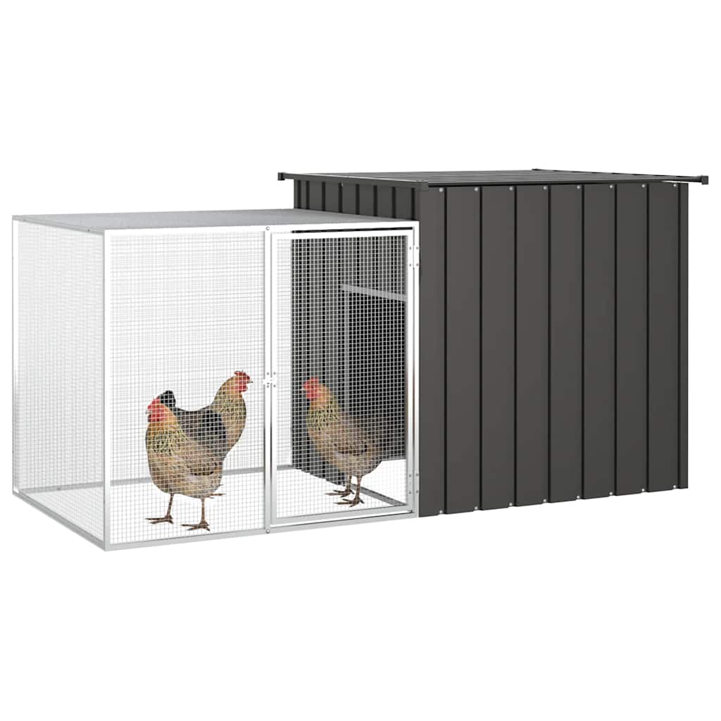 hønsehus 200x91x100 cm galvaniseret stål antracitgrå