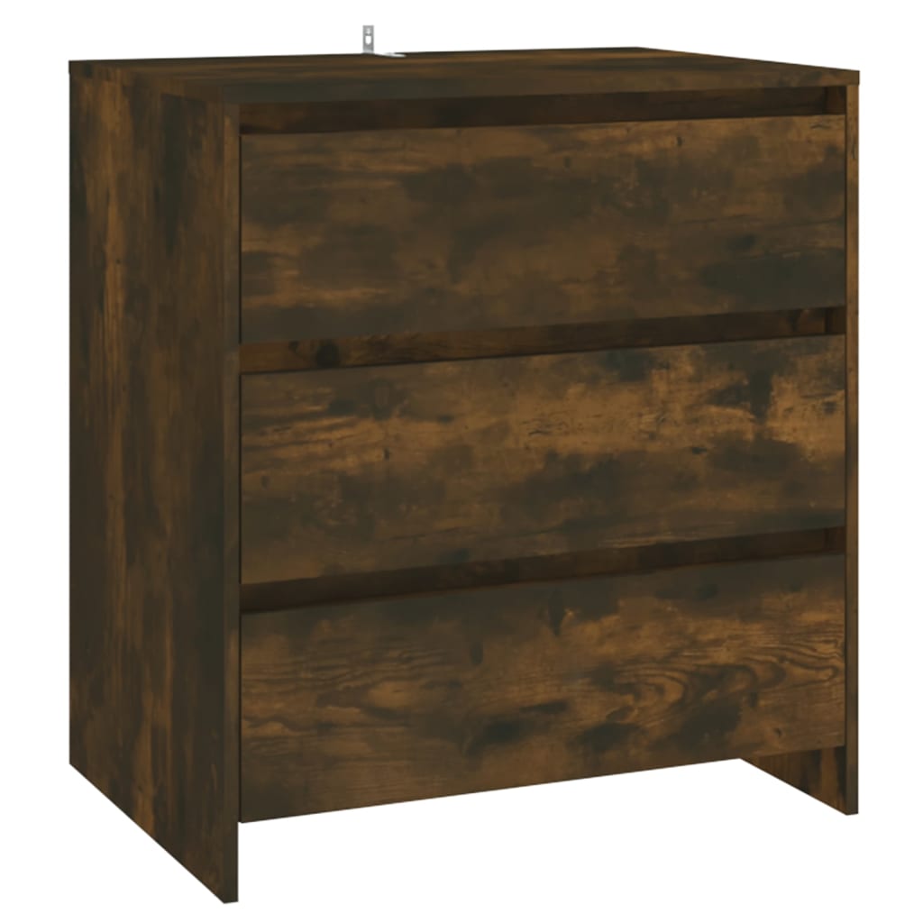 skænk 3 dele konstrueret træ røget egetræsfinish