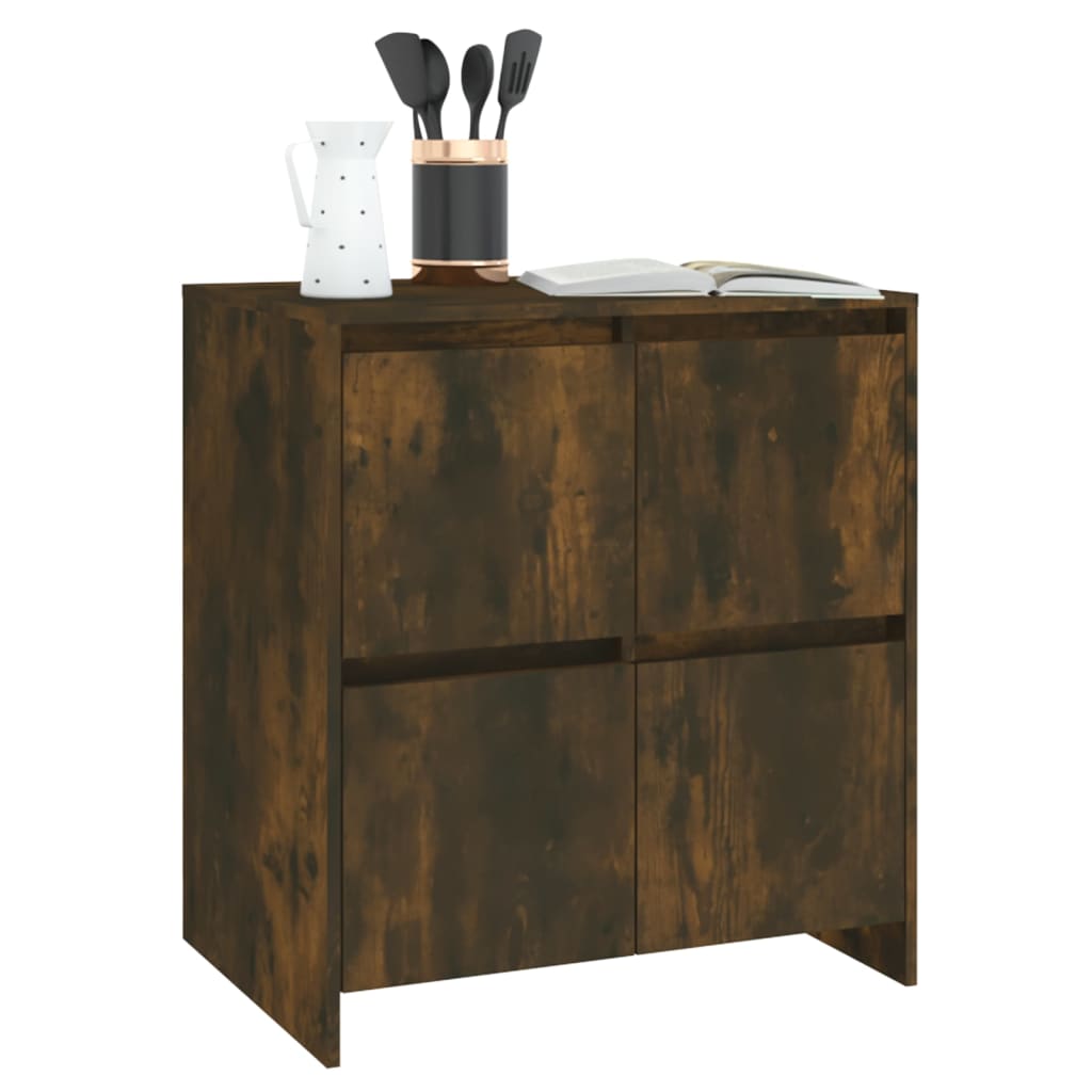 skænke 2 stk. 70x41x75 cm konstrueret træ røget egetræsfarve