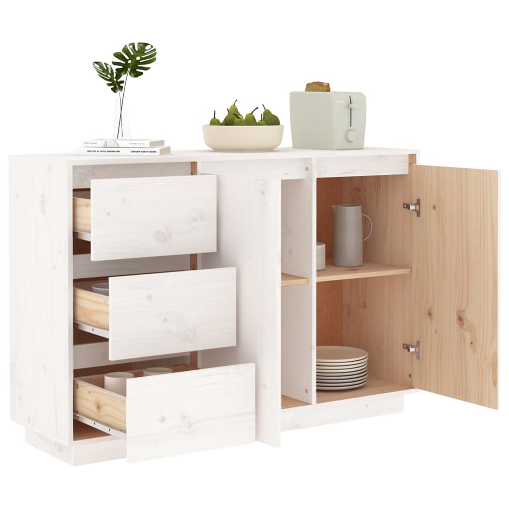 skænk 111x34x75 cm massivt fyrretræ hvid