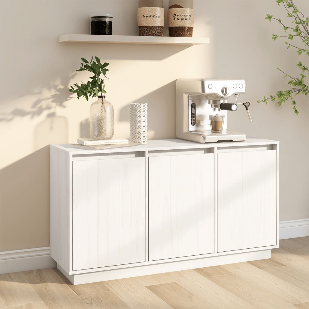 skænk 111x34x60 cm massivt fyrretræ hvid