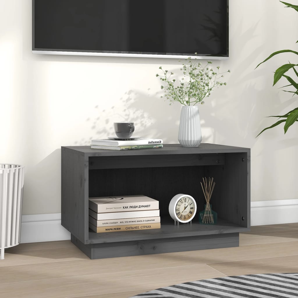 tv-bord 60x35x35 cm massivt fyrretræ grå