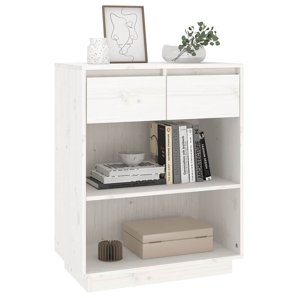 konsolskab 60x34x75 cm massivt fyrretræ hvid