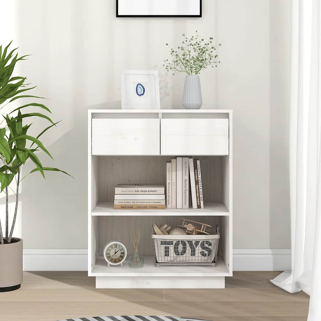 konsolskab 60x34x75 cm massivt fyrretræ hvid