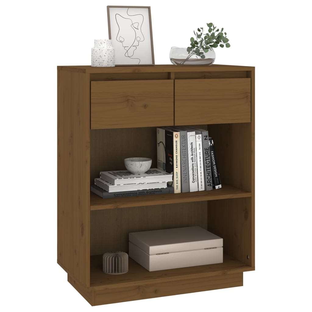 konsolskab 60x34x75 cm massivt fyrretræ gyldenbrun