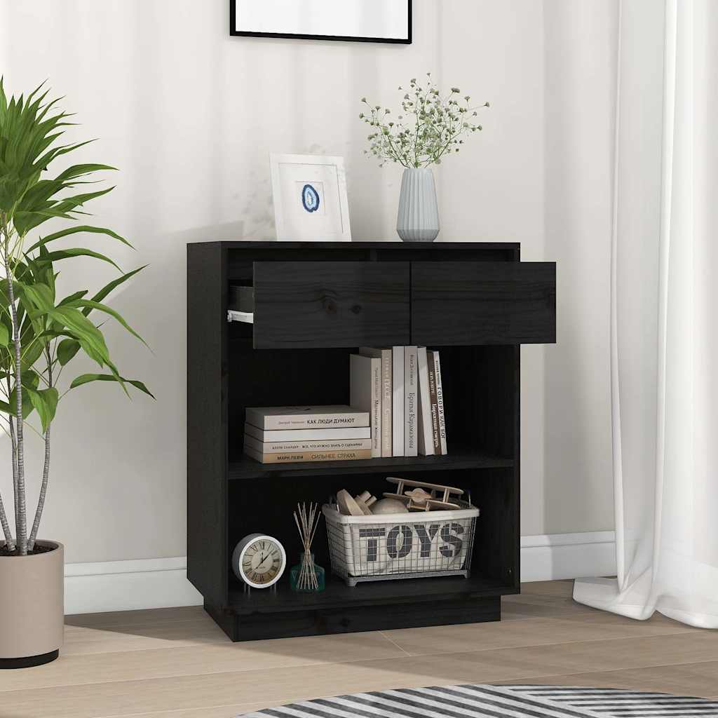 konsolskab 60x34x75 cm massivt fyrretræ sort