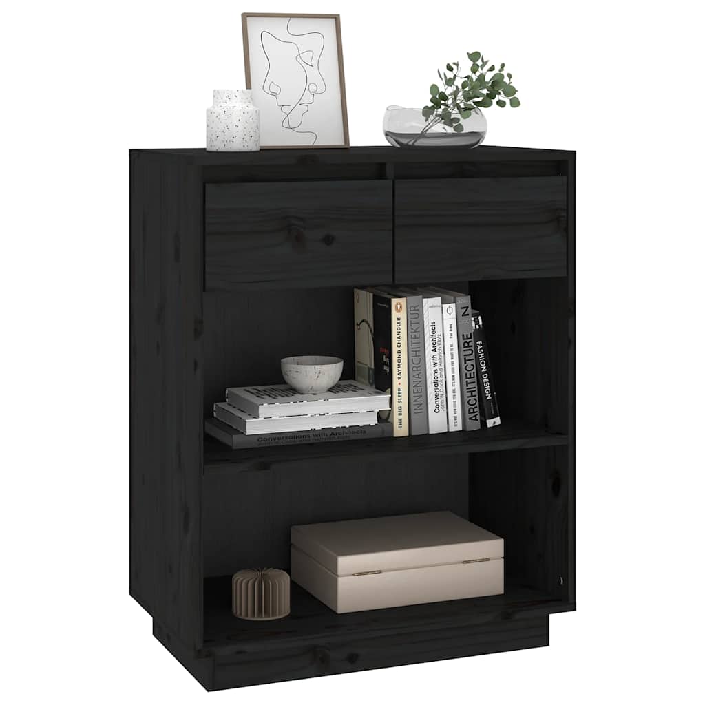 konsolskab 60x34x75 cm massivt fyrretræ sort