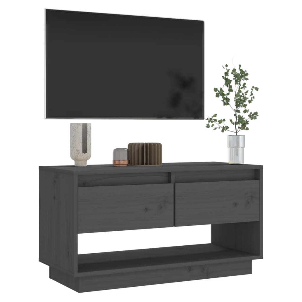 tv-bord 74x34x40 cm massivt fyrretræ grå