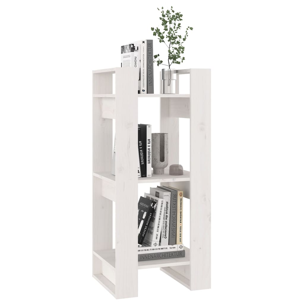bogreol/rumdeler 41x35x91 cm massivt fyrretræ hvid