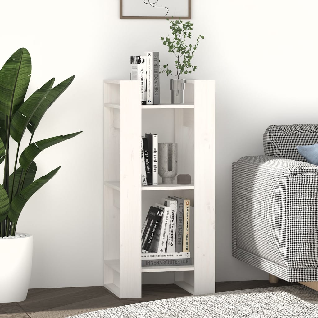 bogreol/rumdeler 41x35x91 cm massivt fyrretræ hvid