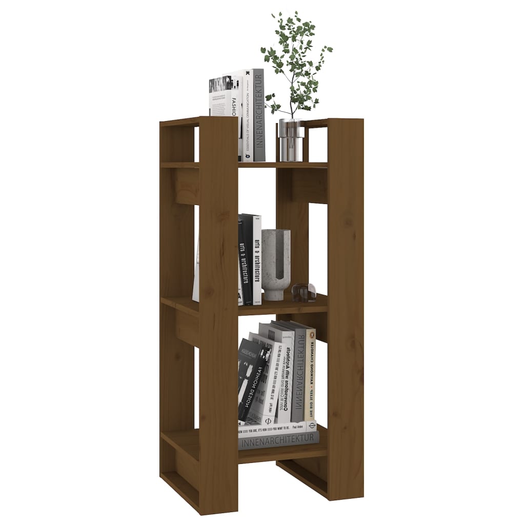 bogreol/rumdeler 41x35x91 cm massivt fyrretræ gyldenbrun