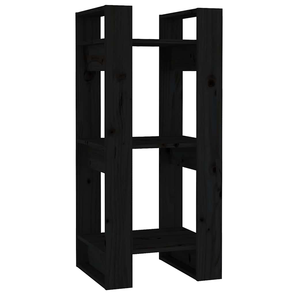bogreol/rumdeler 41x35x91 cm massivt fyrretræ sort
