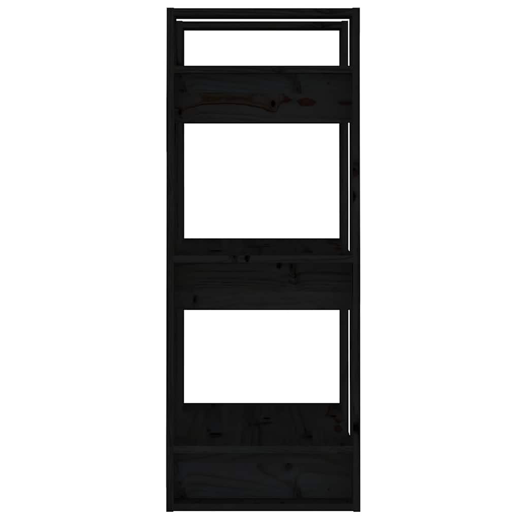 bogreol/rumdeler 41x35x91 cm massivt fyrretræ sort
