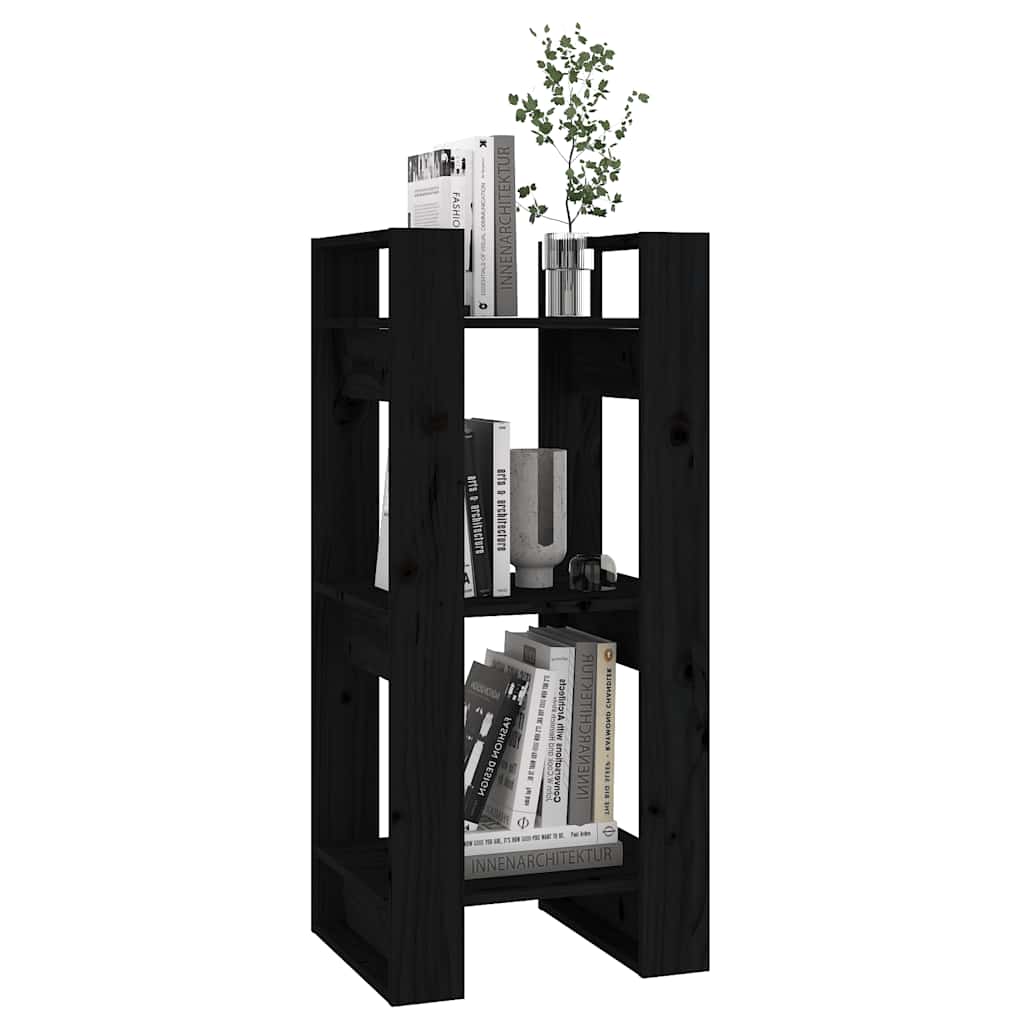 bogreol/rumdeler 41x35x91 cm massivt fyrretræ sort