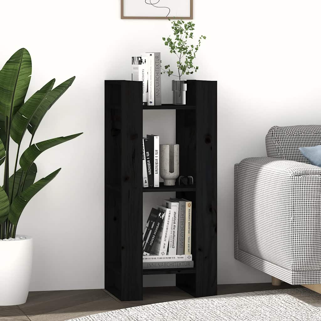 bogreol/rumdeler 41x35x91 cm massivt fyrretræ sort