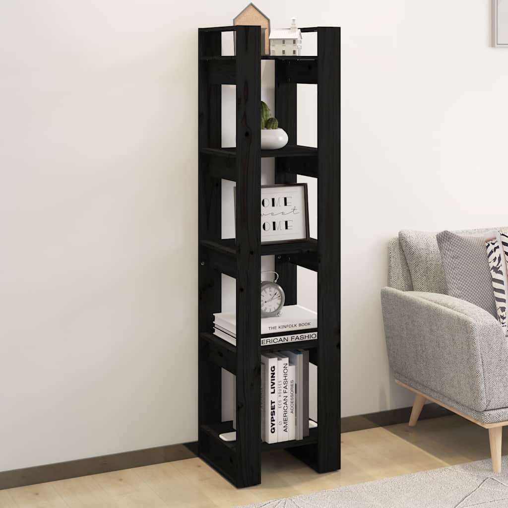 bogreol/rumdeler 41x35x160 cm massivt fyrretræ sort