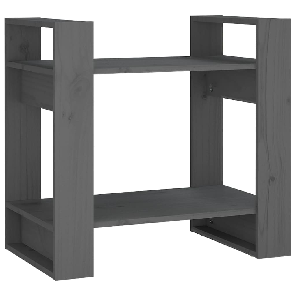 bogreol/rumdeler 60x35x57 cm massivt fyrretræ grå
