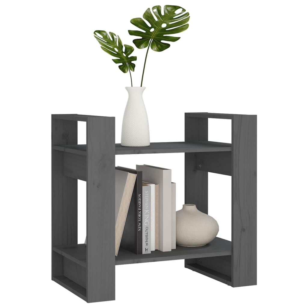 bogreol/rumdeler 60x35x57 cm massivt fyrretræ grå