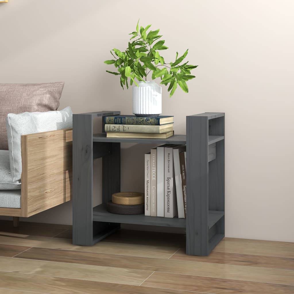 bogreol/rumdeler 60x35x57 cm massivt fyrretræ grå