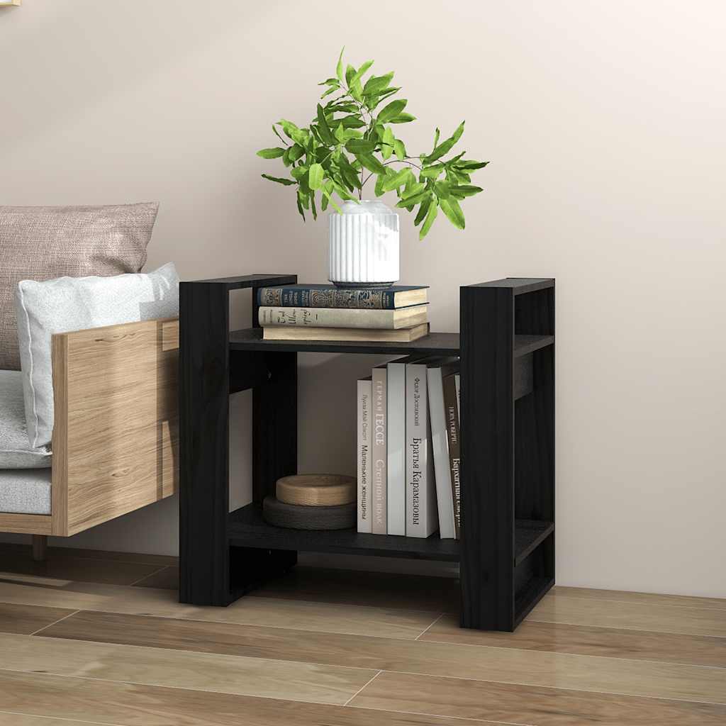 bogreol/rumdeler 60x35x57 cm massivt fyrretræ sort