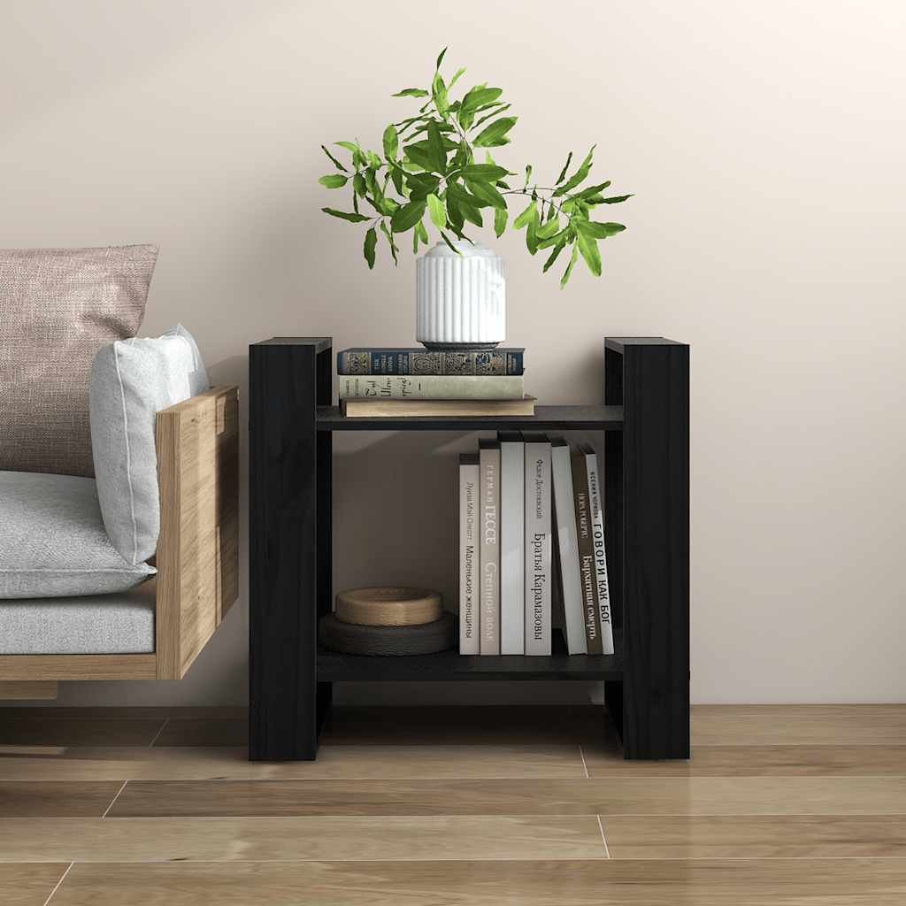 bogreol/rumdeler 60x35x57 cm massivt fyrretræ sort
