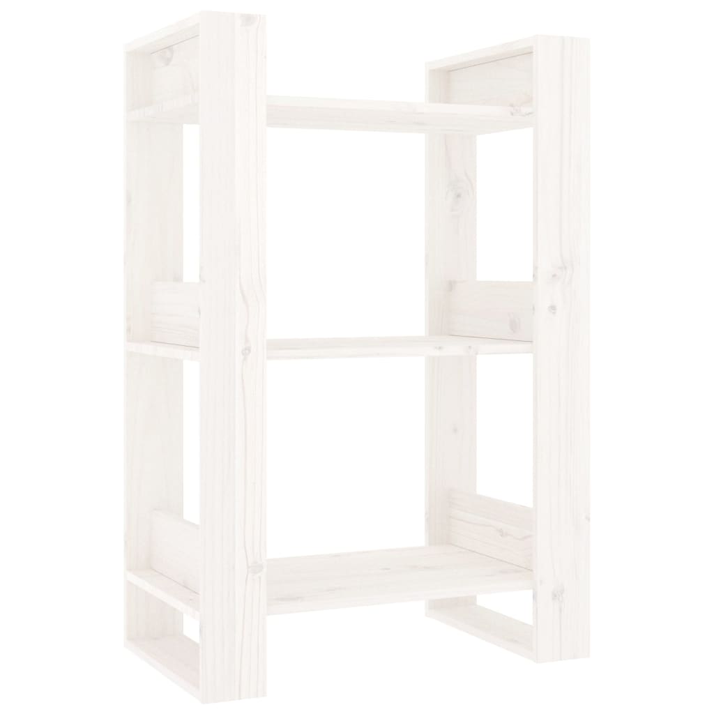 bogreol/rumdeler 60x35x91 cm massivt fyrretræ hvid