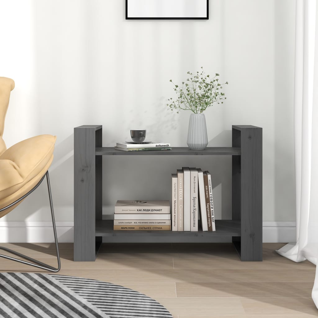 bogreol/rumdeler 80x35x56,5 cm massivt fyrretræ grå