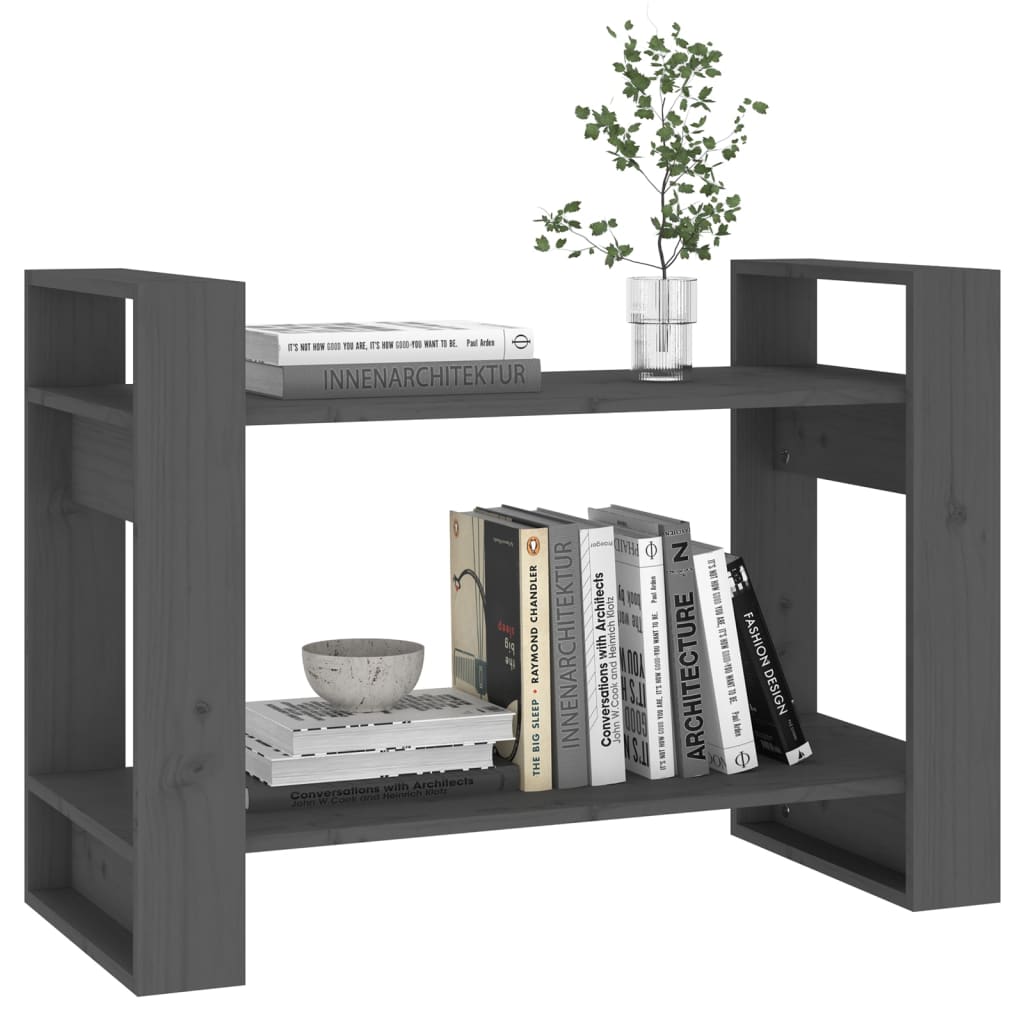 bogreol/rumdeler 80x35x56,5 cm massivt fyrretræ grå