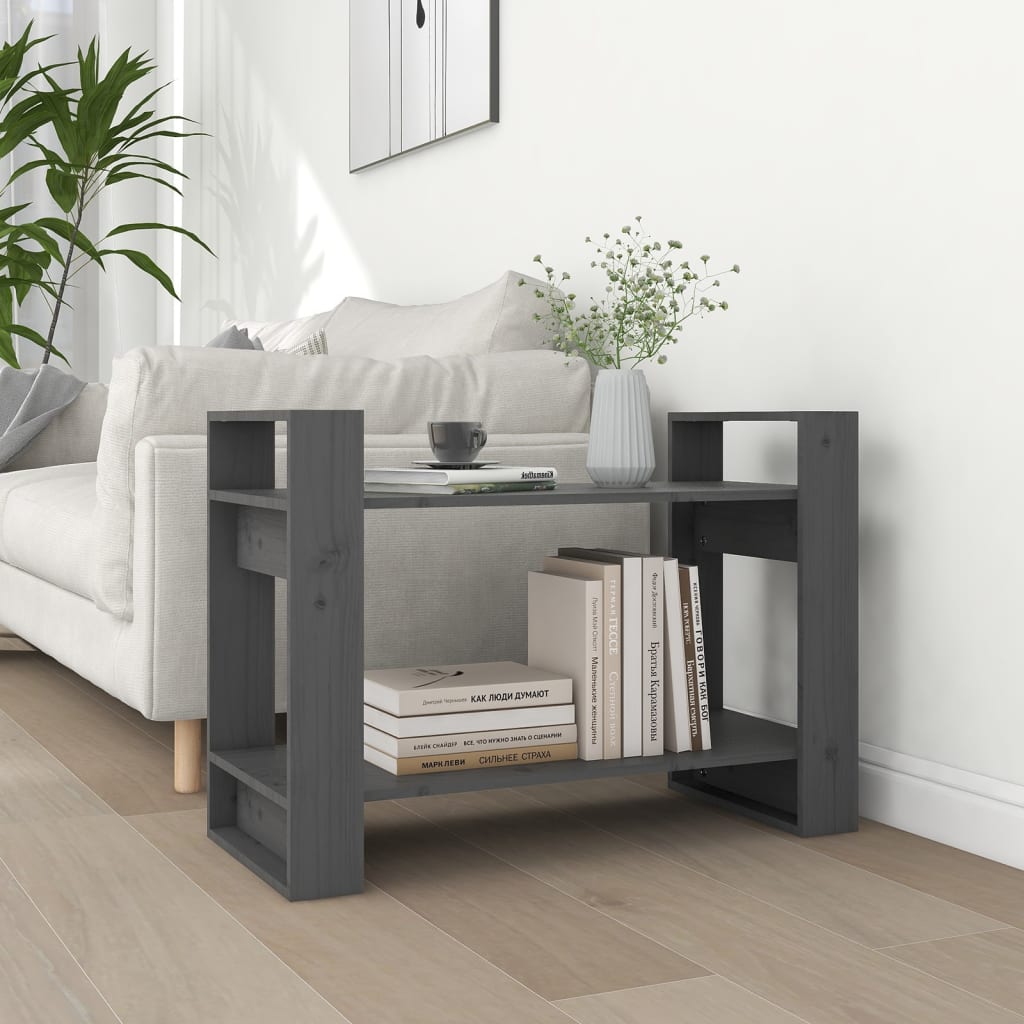 bogreol/rumdeler 80x35x56,5 cm massivt fyrretræ grå