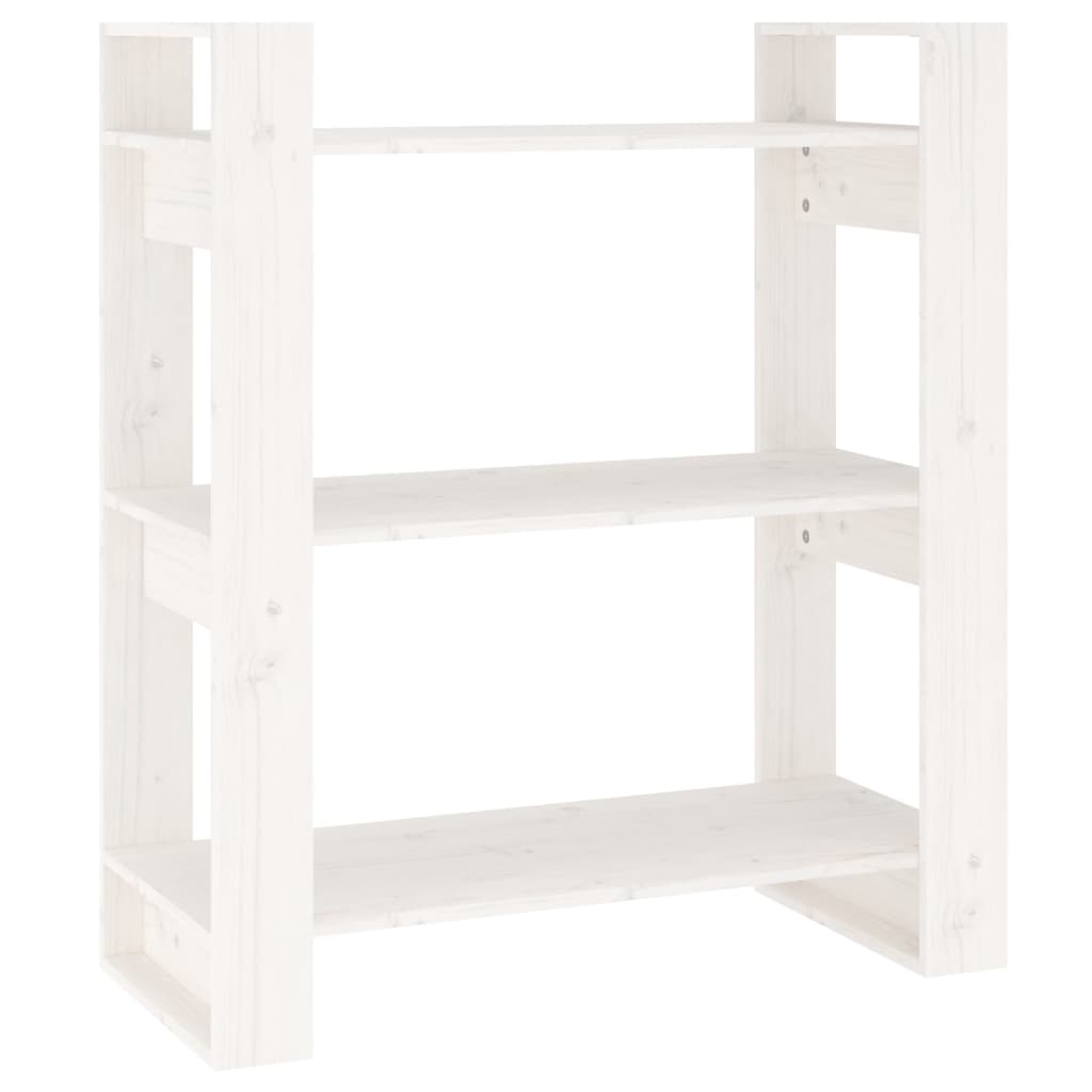 bogreol/rumdeler 80x35x91 cm massivt fyrretræ hvid
