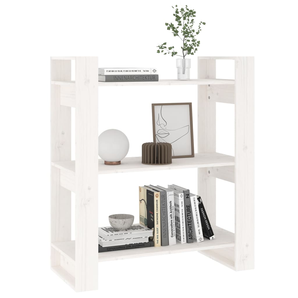 bogreol/rumdeler 80x35x91 cm massivt fyrretræ hvid