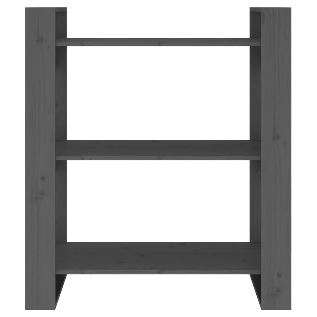 bogreol/rumdeler 80x35x91 cm massivt fyrretræ grå