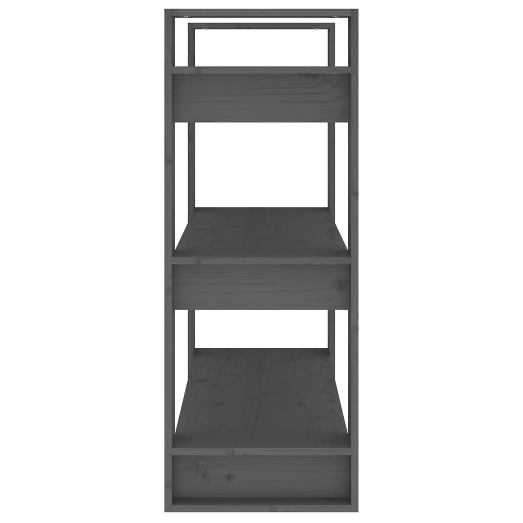 bogreol/rumdeler 80x35x91 cm massivt fyrretræ grå