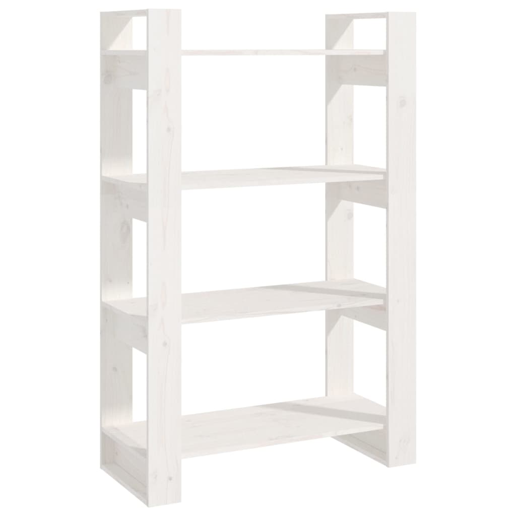 bogreol/rumdeler 80x35x125 cm massivt fyrretræ hvid