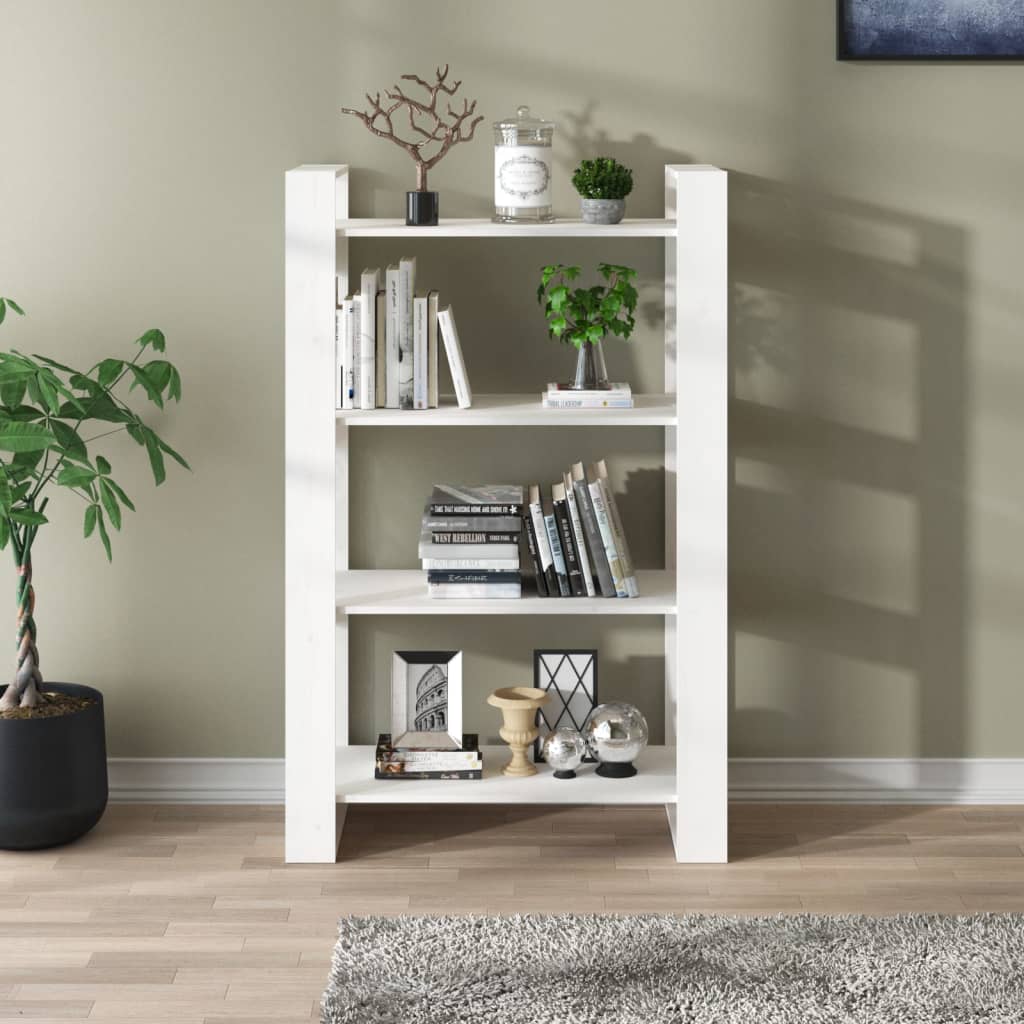 bogreol/rumdeler 80x35x125 cm massivt fyrretræ hvid