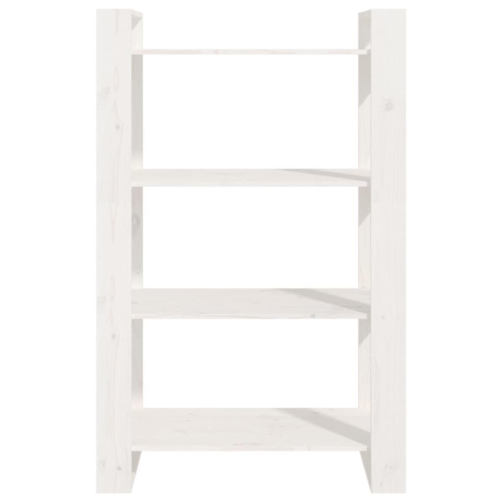 bogreol/rumdeler 80x35x125 cm massivt fyrretræ hvid