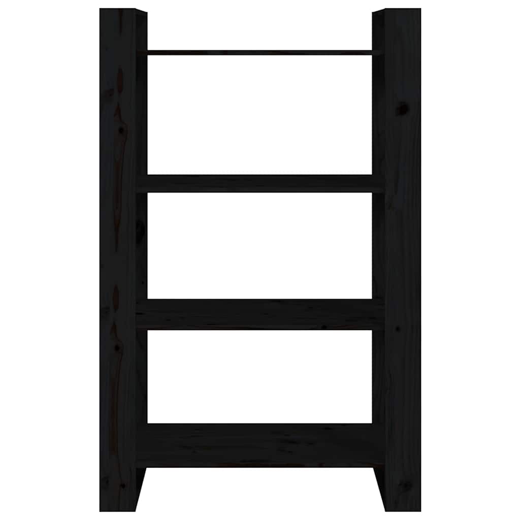 bogreol/rumdeler 80x35x125 cm massivt fyrretræ sort