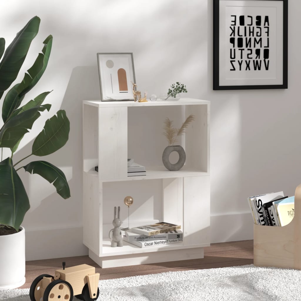 bogreol/rumdeler 51x25x70 cm massivt fyrretræ hvid