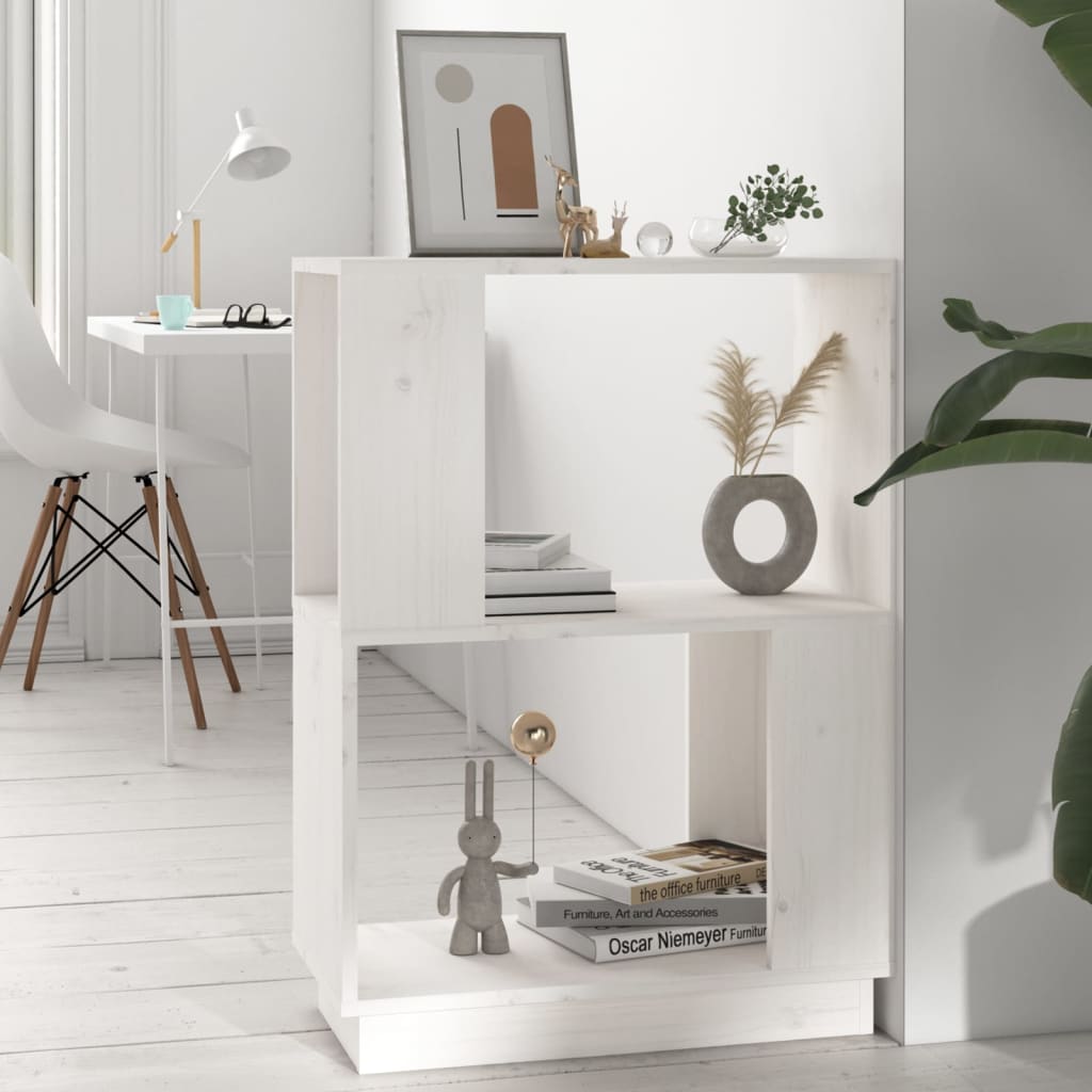 bogreol/rumdeler 51x25x70 cm massivt fyrretræ hvid